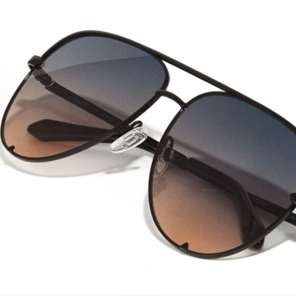 Quay Australia High Key Aviator Sunglasses- Black Frame/Grey Coral Gradient Lens main image 14